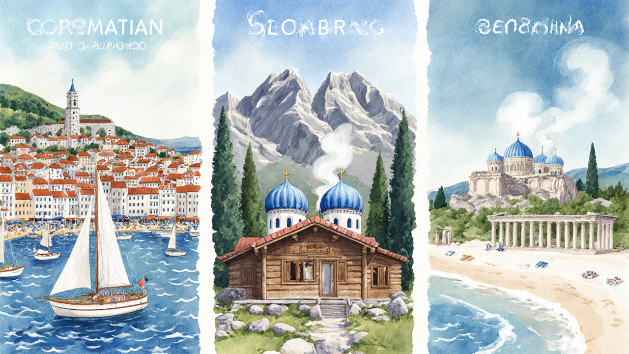 Vodařské obrázky Chorvatska, Slovenska a Řecka v jeden soubor.