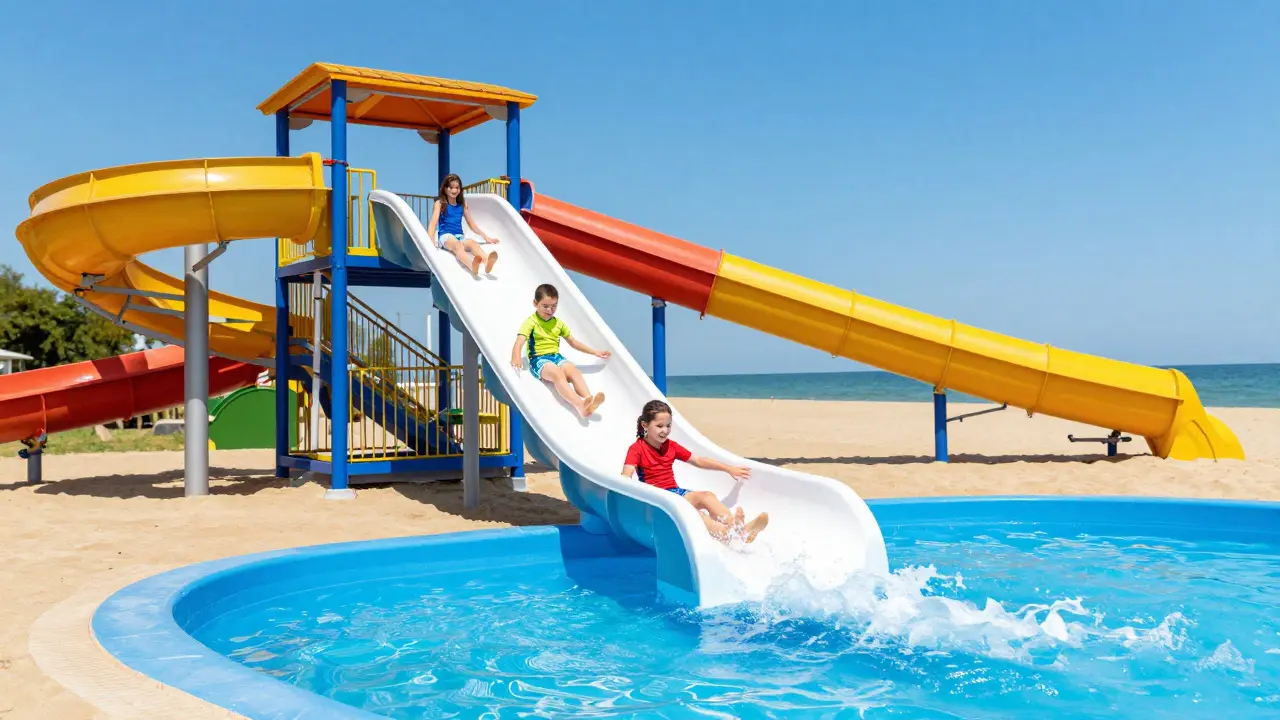 Děti sjíždějí skluzavku v Vodním parku Brno